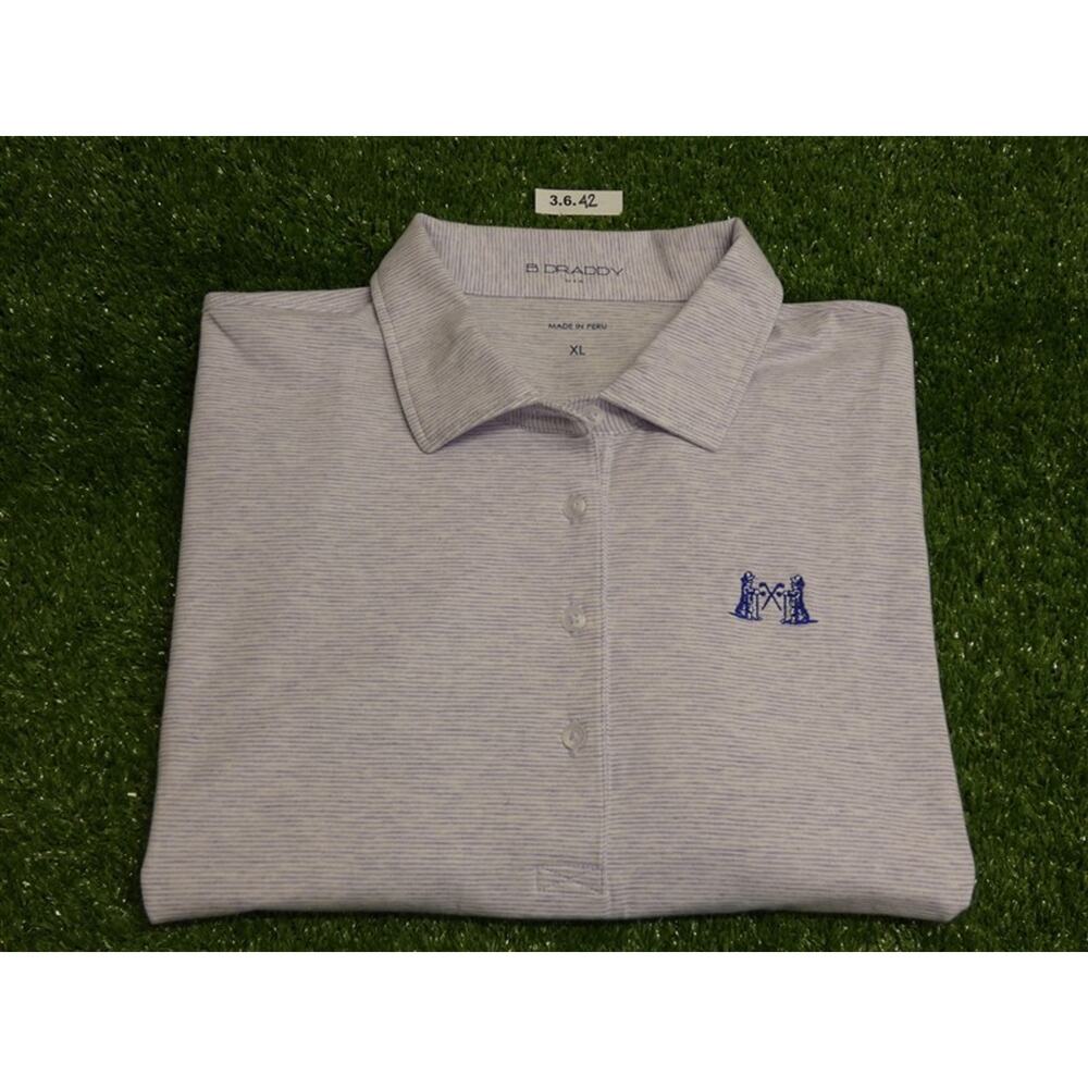 B Draddy Womens Margie Stripe Golf Shirt NGLA Logo Heather Lilac Extra Large